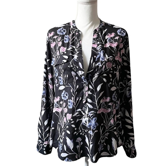 Ivanka Trump Floral Dress Blouse Top with Button Sleeves Women’s Medium - Picture 4 of 16